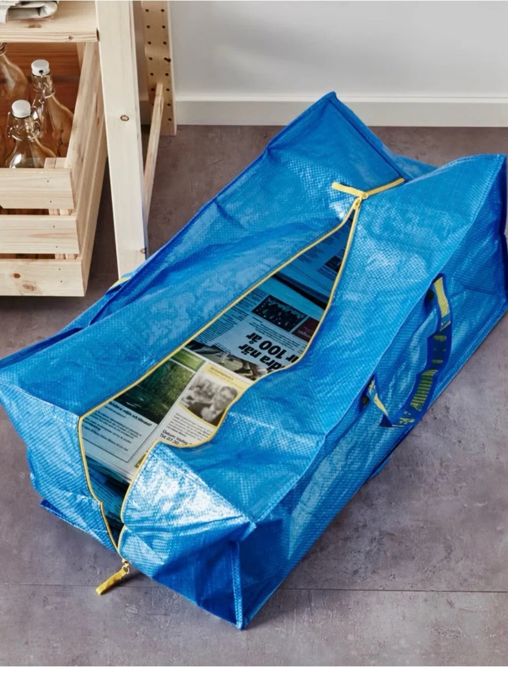 IKEA FRAKTA Storage Bag for Cart Blue 20 Gallon Zippered Large Utility Bag